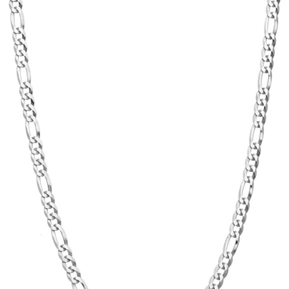 Sterling Silver 20 Inch 3mm Figaro Chain Necklace Gold Plated Men's Women's